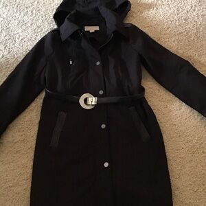 Michael Kors Black Hooded Trench Coat size M